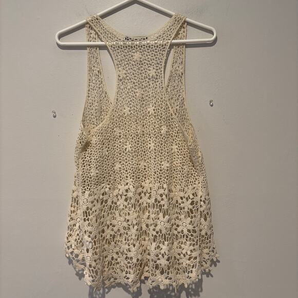 Crochet Lace Womens 2 Piece Tank and Overlay Boho Floral Festival Cover Up Top‎ - Picture 5 of 10